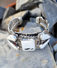 Load image into Gallery viewer, White Buffalo and Garnet Cluster Statement Cuff