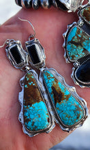 Load image into Gallery viewer, No. 8 Turquoise and Black Onyx Earrings