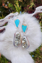 Load image into Gallery viewer, Turquoise and Pyrite Earrings