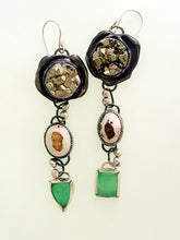 Load image into Gallery viewer, Pyrite- Mexican Opal- Chrysoprase Earrings