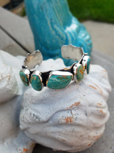 Load image into Gallery viewer, 5 Blue-Green Fox Turquoise Organic Ruffle Cuff