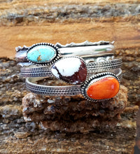 Load image into Gallery viewer, Off-center Royston Turquoise Ruffle Cuff