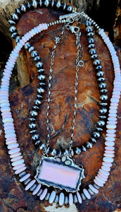 Pink Caribbean Conch Shell Bead Necklace