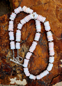 Pink Caribbean Conch Shell Bead Necklace