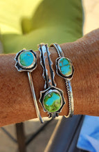 Load image into Gallery viewer, The Off-Center and Center Cuff Stack -Sonoran Gold Turquoise
