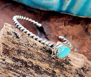 The Off-Center and Center Cuff Stack - Sweet Blue No. 8 Turquose