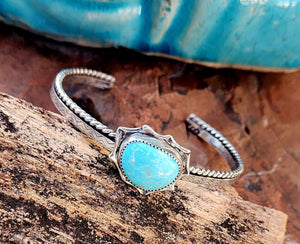 The Off-Center and Center Cuff Stack - Sweet Blue No. 8 Turquose