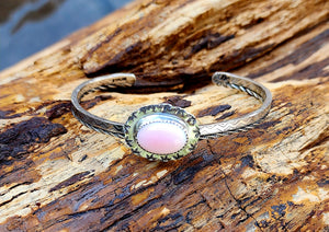 The Off-Center and Center Cuff Stack - pink Conch Shell