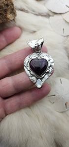 Purple Spiny Shell Heart with Mother of Pearl Pendant