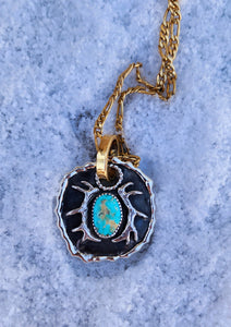 Turquoise and Antler Coin Pendant