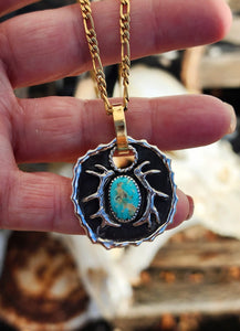 Turquoise and Antler Coin Pendant