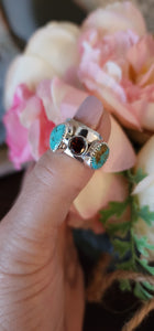 Turquoise and Garnet Wrap Ring