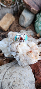 Turquoise and Garnet Wrap Ring