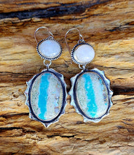 Load image into Gallery viewer, Glacier Blue Turquoise with Moonstone Earrings
