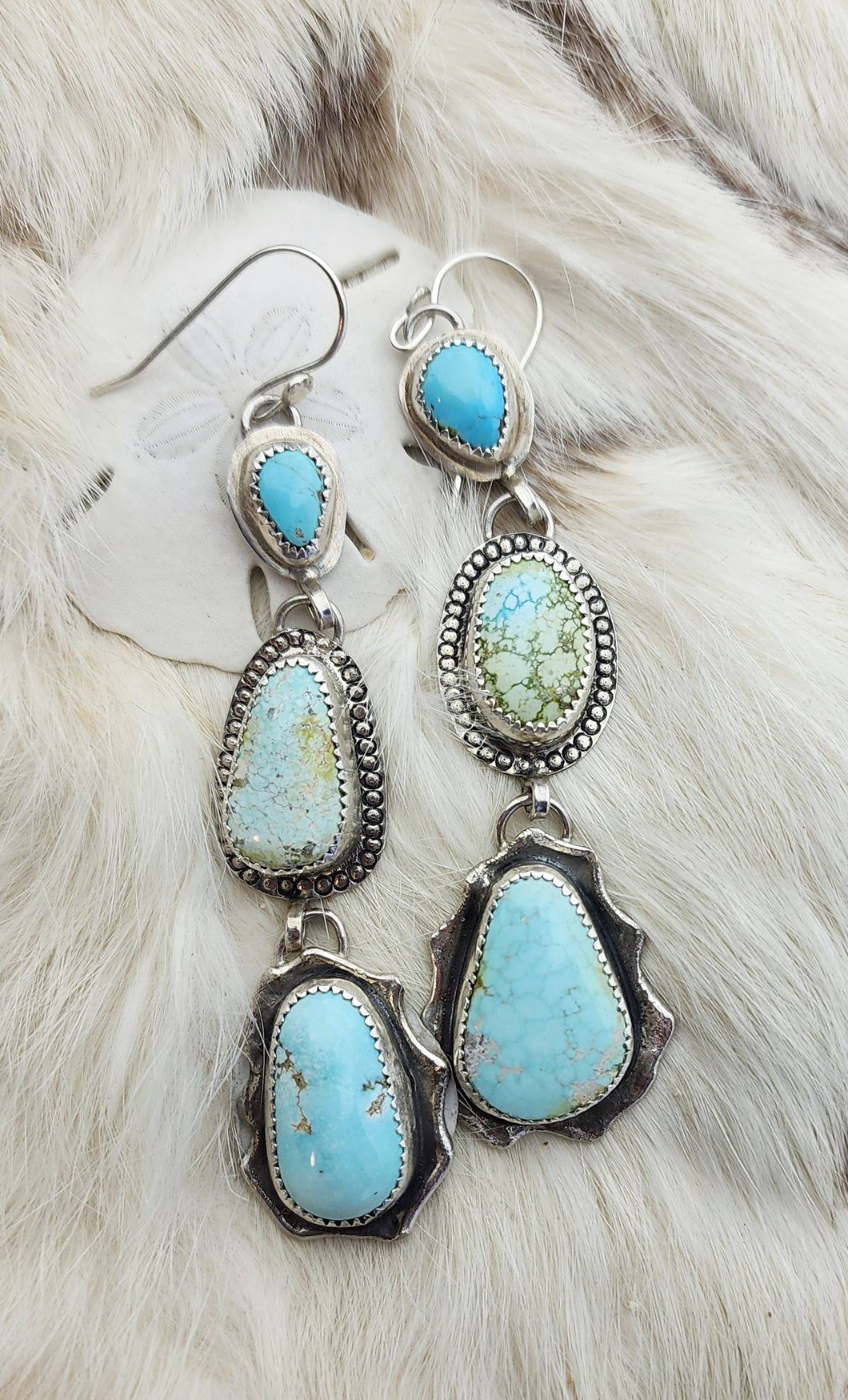 Triple-Drop Sierra Nevada Turquoise Earrings