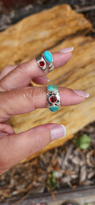 Turquoise and Garnet Wrap Ring