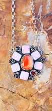 Load image into Gallery viewer, Orange Spiny, Pink Conch and Topaz Cluster Pendant
