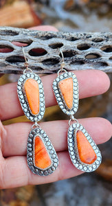 Double Orange Spiny Shell Earrings