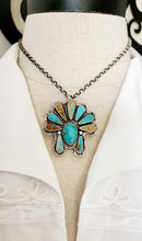 Load image into Gallery viewer, Royston Turquoise with Mossanite -Bonnet/Headdress Bolo Tie
