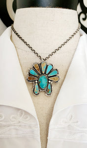 Royston Turquoise with Mossanite -Bonnet/Headdress Bolo Tie