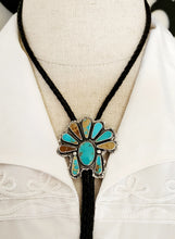 Load image into Gallery viewer, Royston Turquoise with Mossanite -Bonnet/Headdress Bolo Tie
