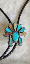 Load image into Gallery viewer, Royston Turquoise with Mossanite -Bonnet/Headdress Bolo Tie
