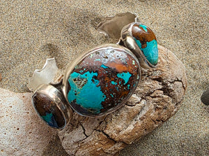 Triple Chrysocolla Ruffle Cuff