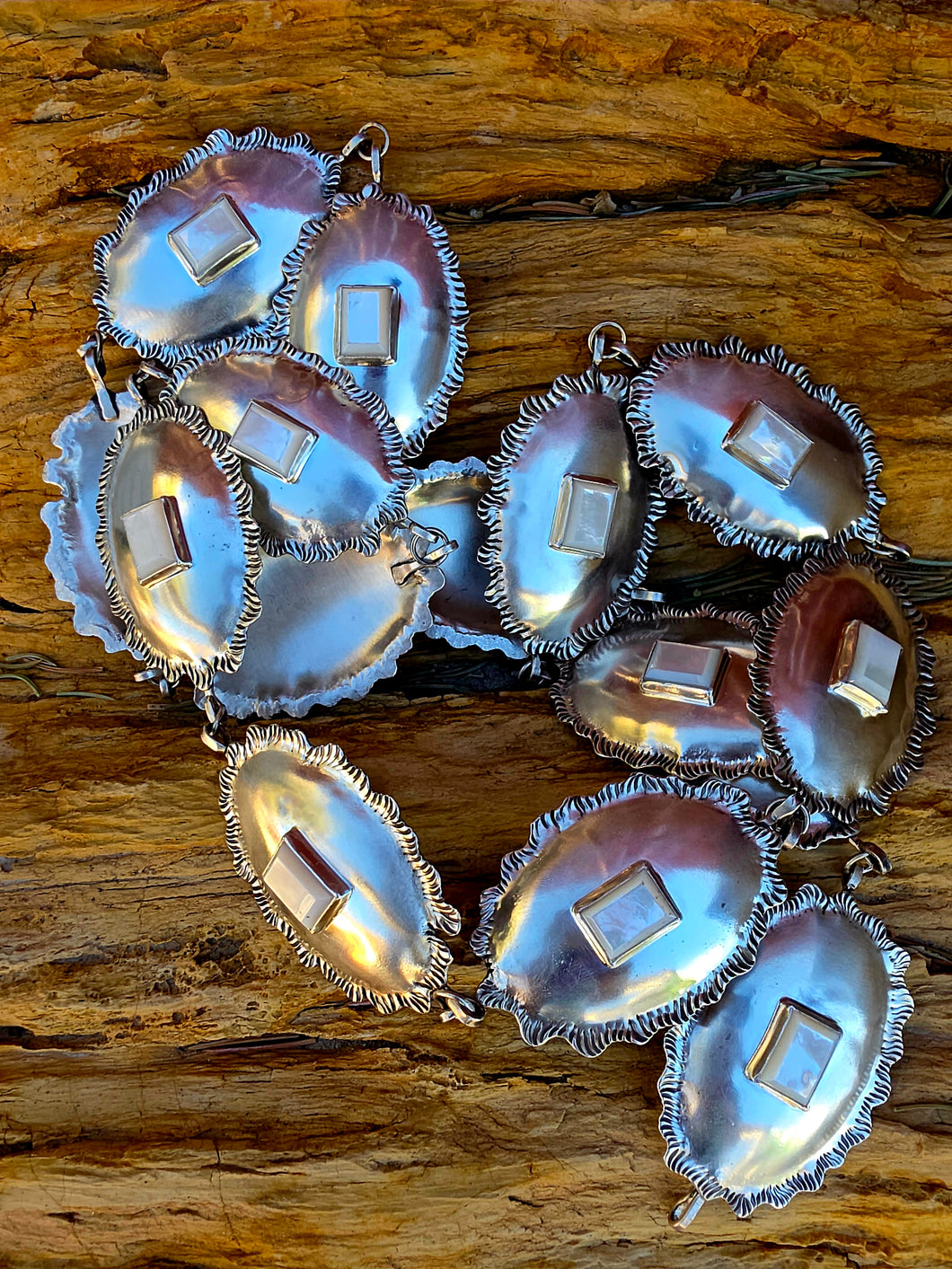 Ruffle Concho Belt with Mother of Pearl