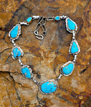 Load image into Gallery viewer, Kingman Turquoise and Moissanite Collar Necklace

