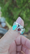 Load and play video in Gallery viewer, Turquoise and Garnet Wrap Ring
