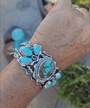 Load and play video in Gallery viewer, Royston Turquoise and Cluster Statement Cuff
