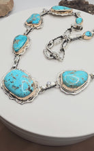 Load and play video in Gallery viewer, Kingman Turquoise and Moissanite Collar Necklace

