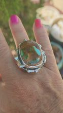 Load and play video in Gallery viewer, Elevated Royston Turquoise and Peridot Ring
