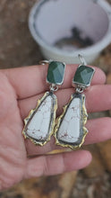 Load and play video in Gallery viewer, Emerald and Wild Horse (Magnesite) Ruffle Earrings
