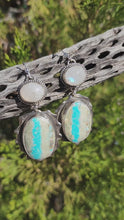 Load and play video in Gallery viewer, Glacier Blue Turquoise with Moonstone Earrings
