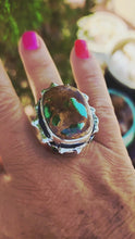Load and play video in Gallery viewer, Elevated Royston Turquoise and Peridot Ring
