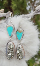 Load and play video in Gallery viewer, Turquoise and Pyrite Earrings
