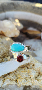 Turquoise and Garnet Wrap Ring