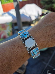 Golden Hills Turquoise and White Buffalo Split Ruffle Cuff