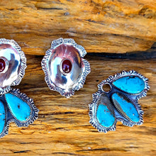 Load image into Gallery viewer, Concho Ruffle and Turquoise Cluster Earrings -with Versatile design
