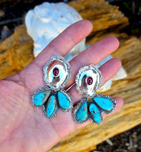 Load image into Gallery viewer, Concho Ruffle and Turquoise Cluster Earrings -with Versatile design

