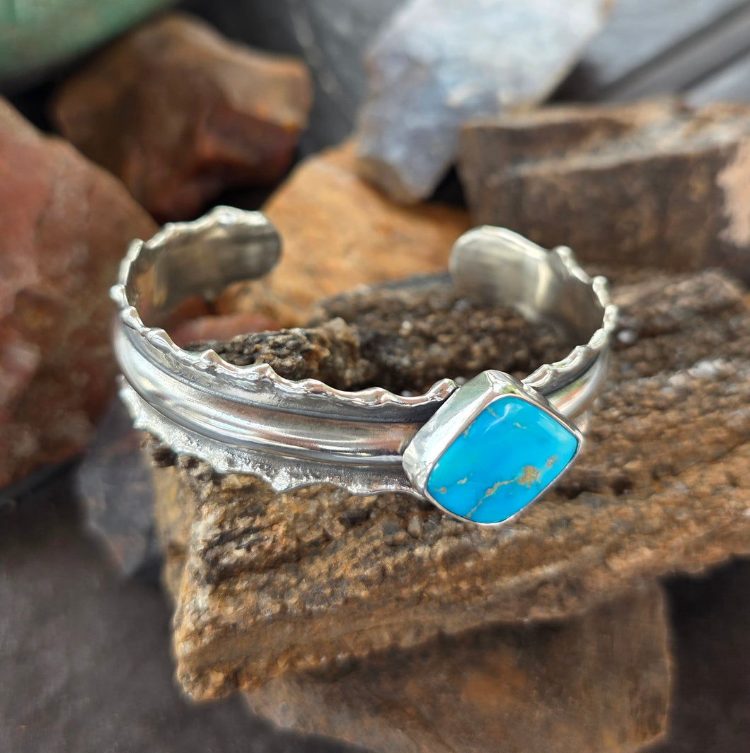 The Off-center Kingman Turquoise Ruffle Cuff