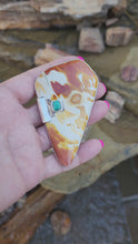 Load and play video in Gallery viewer, Statement Pendant with Mookaite Jasper and Turquoise
