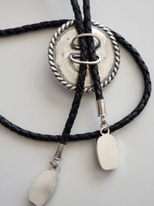 Bumble Bee Jasper Ladies Bolo Tie with Faceted Black Onyx Auguillettes