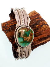 Load image into Gallery viewer, Blue-Green Fox Turquoise Organic Ruffle Cuff
