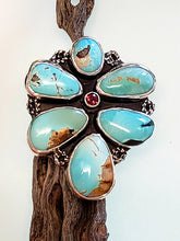 Load image into Gallery viewer, Cluster Royston Turquoise and Garnet  Ring
