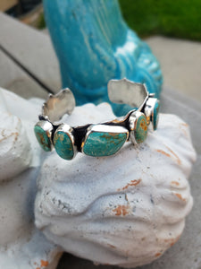 5 Blue-Green Fox Turquoise Organic Ruffle Cuff