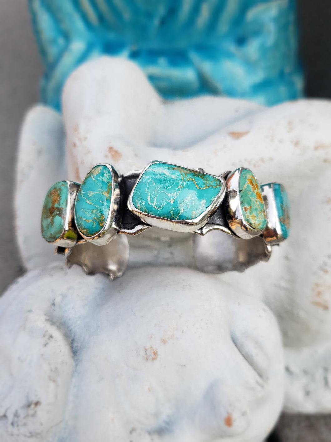 5 Blue-Green Fox Turquoise Organic Ruffle Cuff