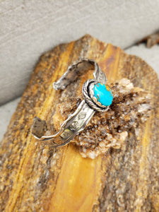 Blue Kingman Turquoise Graffiti-Stamped Ruffle Cuff