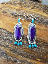 Load image into Gallery viewer, Deep Purple Sugilite and Turquoise Earrings
